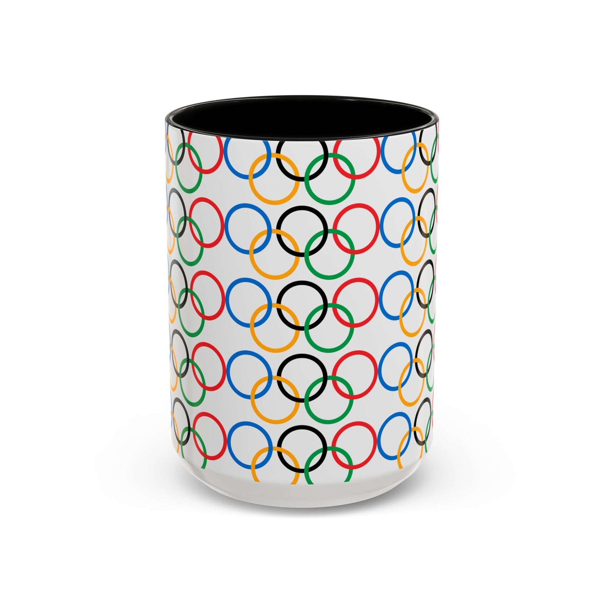 Olympic Fever Coffee Mug - Double Sided Black Accent White Ceramic 15oz by TheGlassyLass.com
