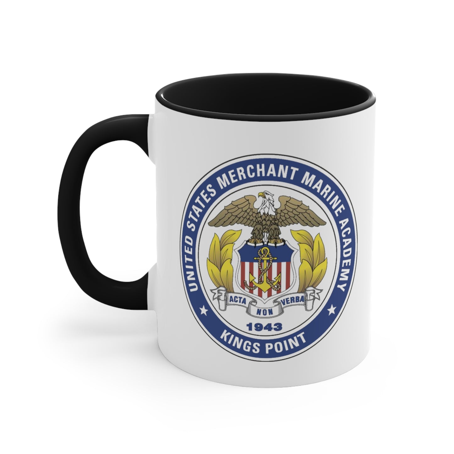 US Merchant Marine Academy Coffee Mug - Double Sided Black Accent White Ceramic 11oz by TheGlassyLass.com