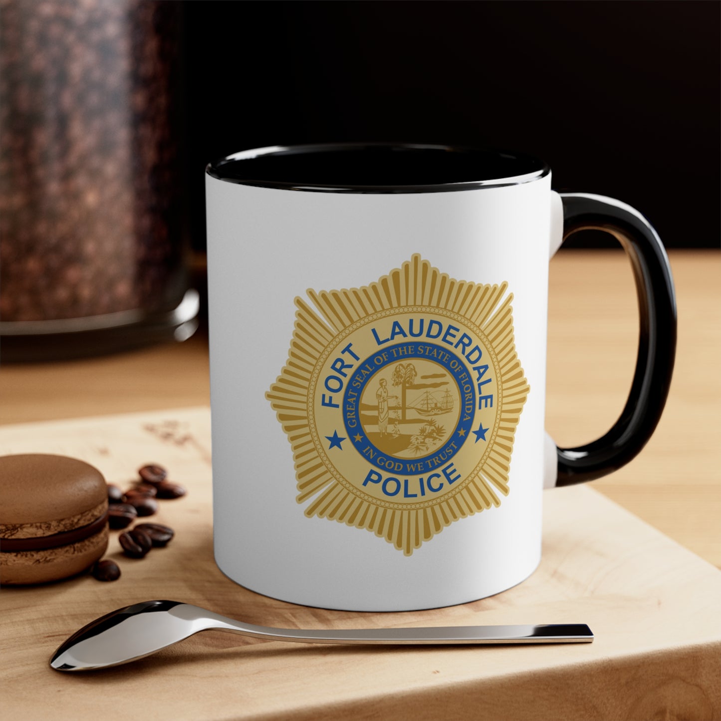 Fort Lauderdale Police Coffee Mug - Double Sided Black Accent White Ceramic 11oz by TheGlassyLass.com