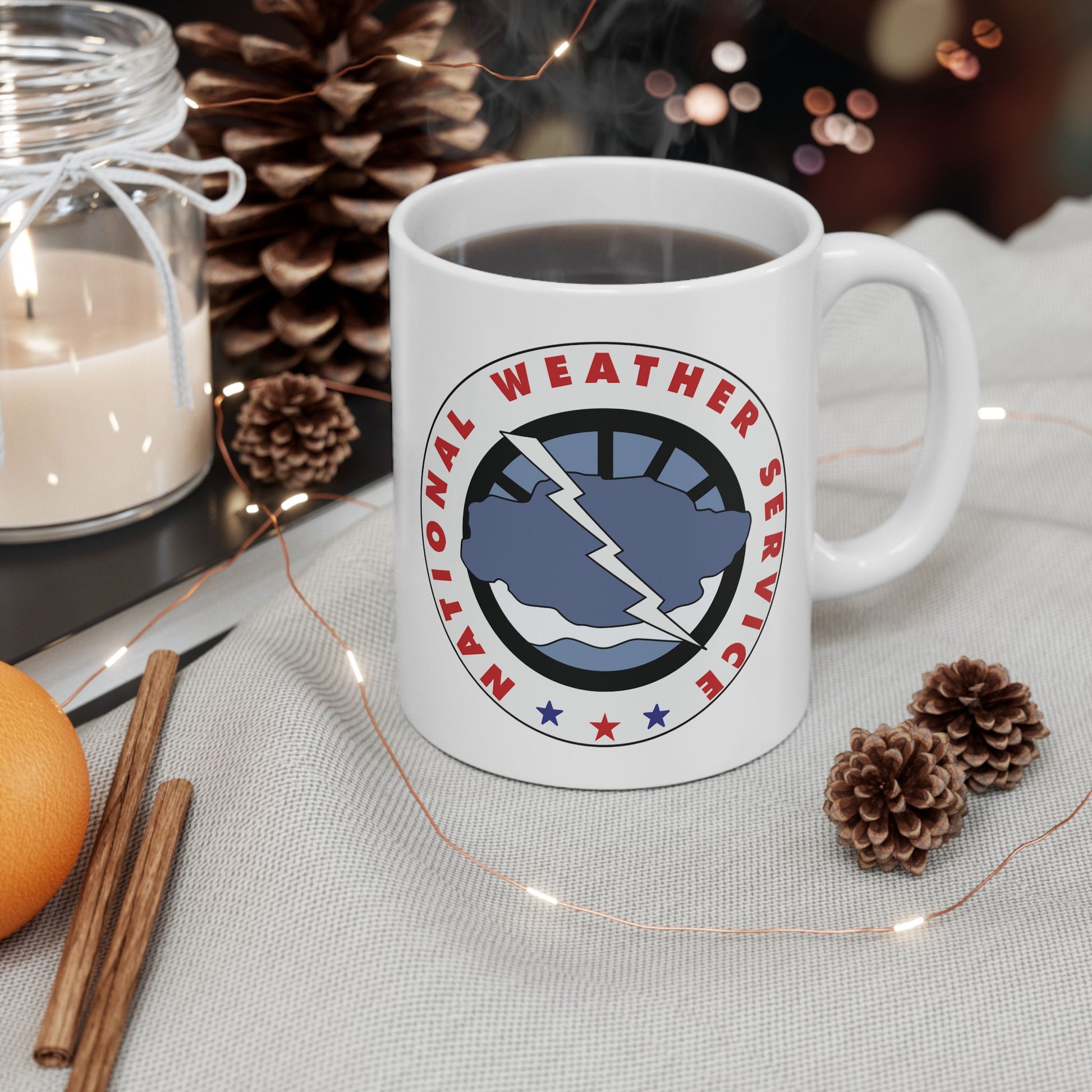 National Weather Service Coffee Mug - Double Sided Print, White Ceramic, 11oz by TheGlassyLass.com