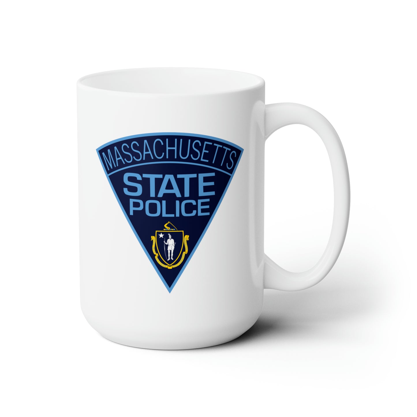 Massachusetts State Police Coffee Mug - Double Sided White Ceramic 15oz by TheGlassyLass.com