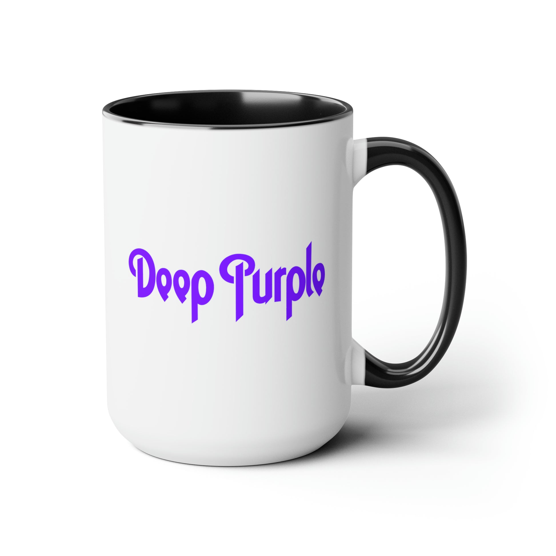 Deep Purple Coffee Mug - Double Sided Black Accent White Ceramic 15oz by TheGlassyLass