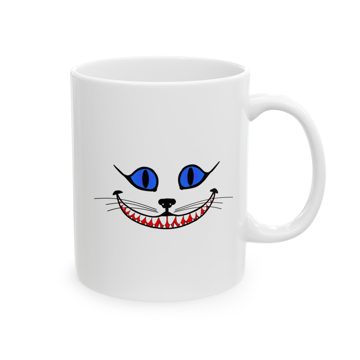 Cheshire Cat Coffee Mug - Double Sided White Ceramic 11oz by TheGlassyLass.com