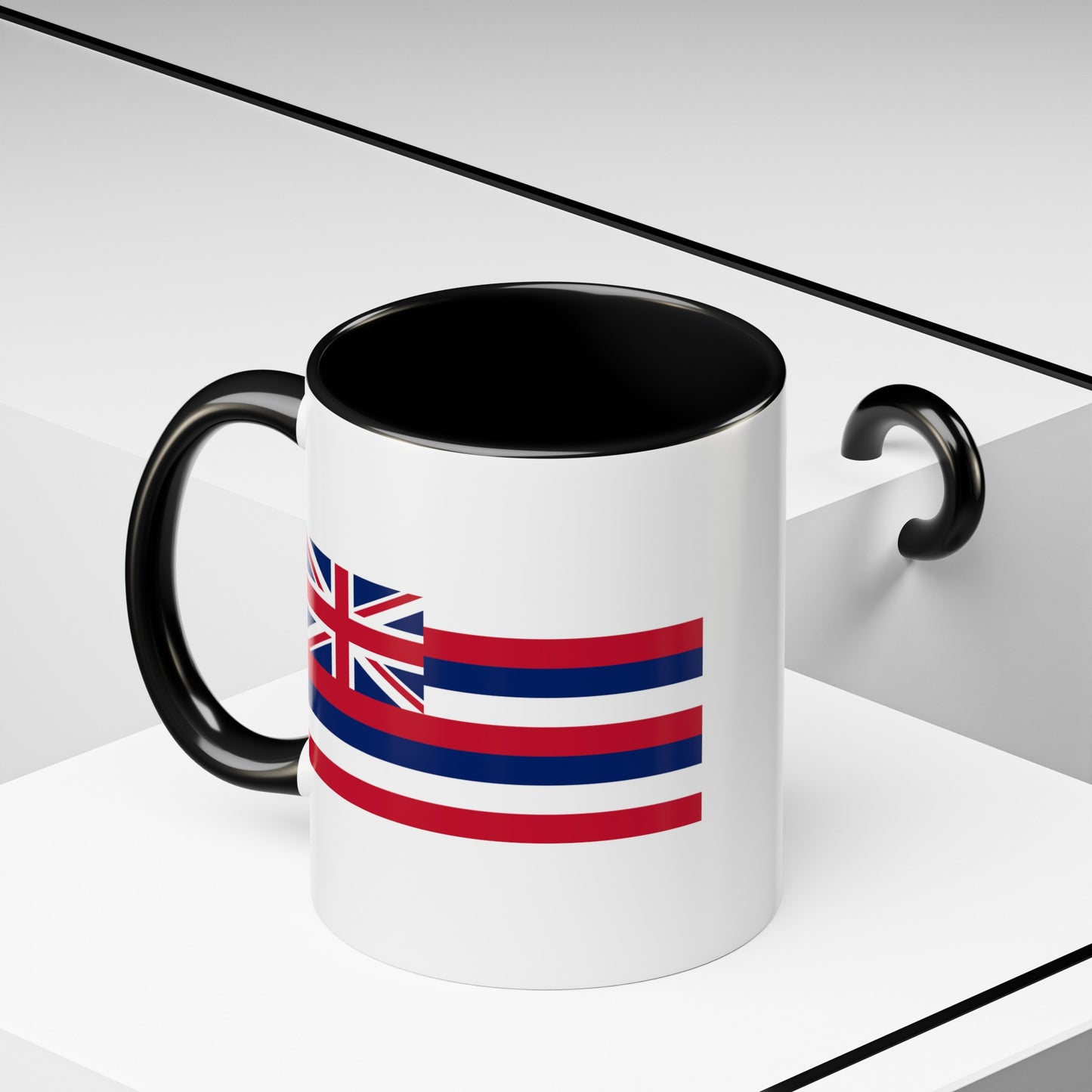 Hawaii State Flag - Double Sided Black Accent White Ceramic Coffee Mug 11oz by TheGlassyLass.com