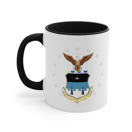 US Air Force Academy Coffee Mug - Double Sided Black Accent White Ceramic 11oz by TheGlassyLass.com