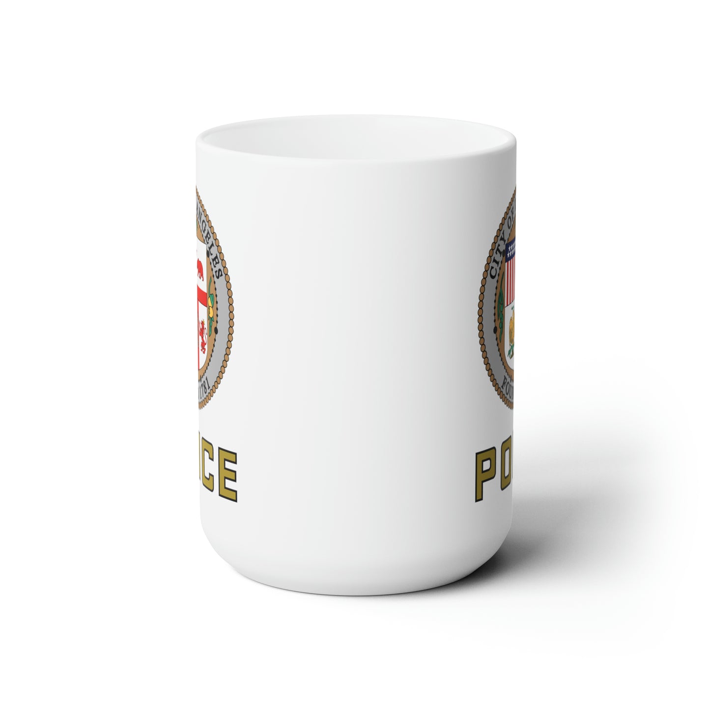 LAPD Coffee Mug - Double Sided White Ceramic 15oz by TheGlassyLass.com