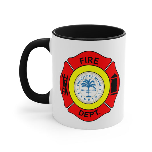 Miami Fire Department Coffee Mug - Double Sided Black Accent White Ceramic 11oz by TheGlassyLass.com