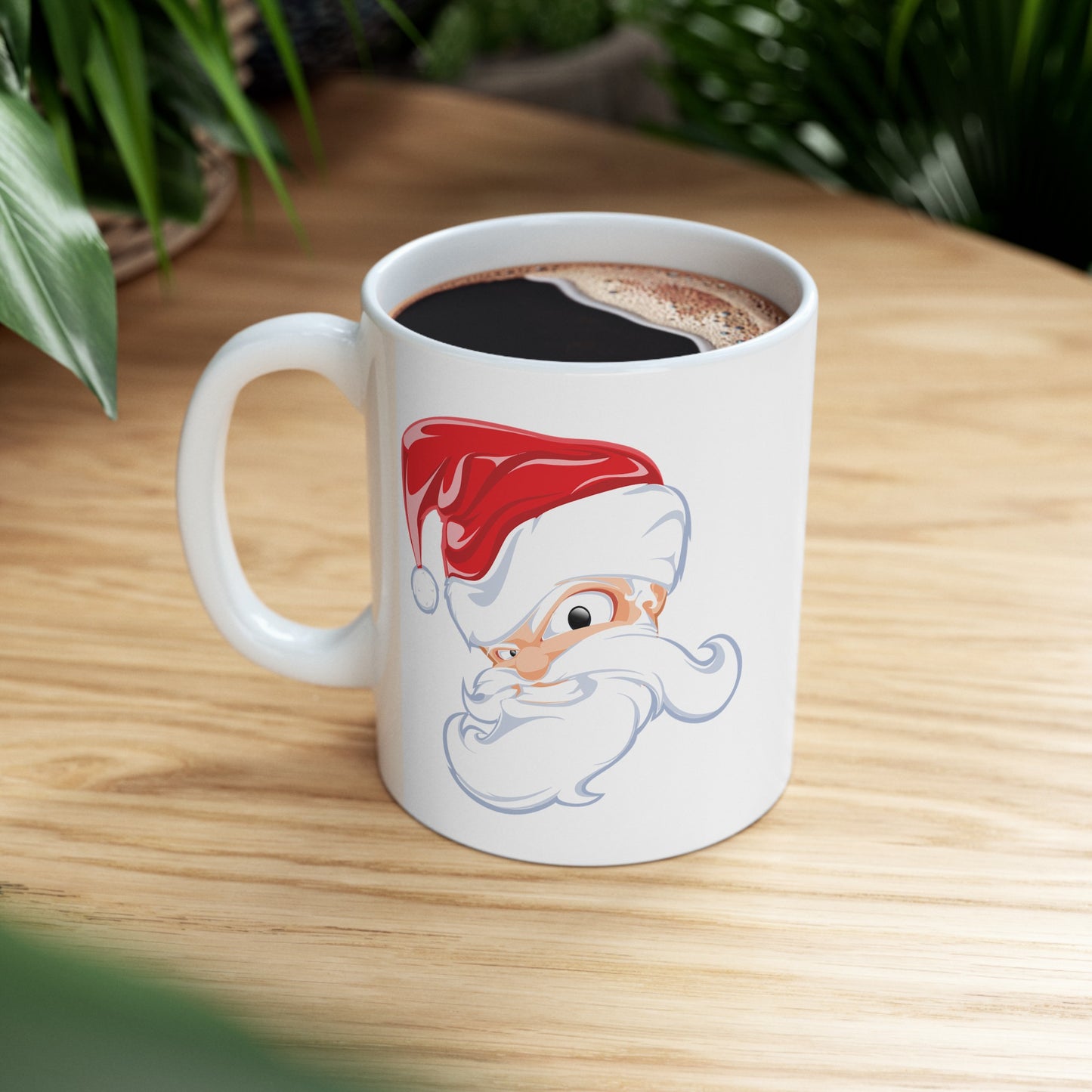 Angry Santa Christmas Coffee / Cocoa Mug - Double Sided White Ceramic 11oz - by TheGlassyLass.com
