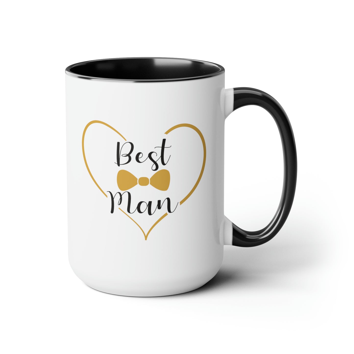 Best Man Coffee Mug - Double Sided Black Accent Ceramic 15oz by TheGlassyLass.com