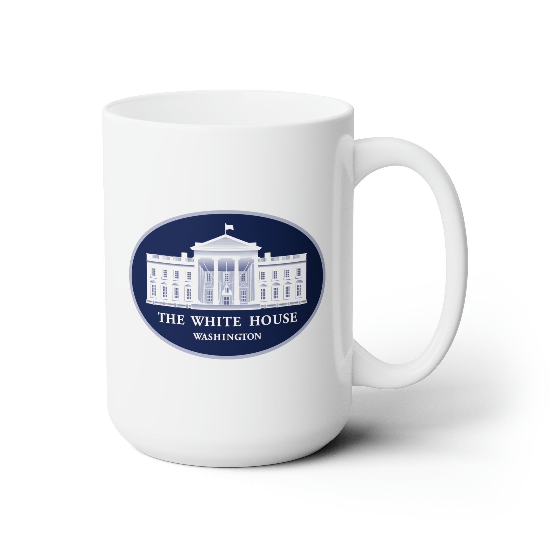 The White House Coffee Mug - Double Sided White Ceramic 15oz by TheGlassyLass.com