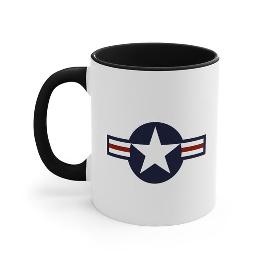 US Air Force Roundel Coffee Mug - Double Sided Black Accent Ceramic 11oz - by TheGlassyLass.com