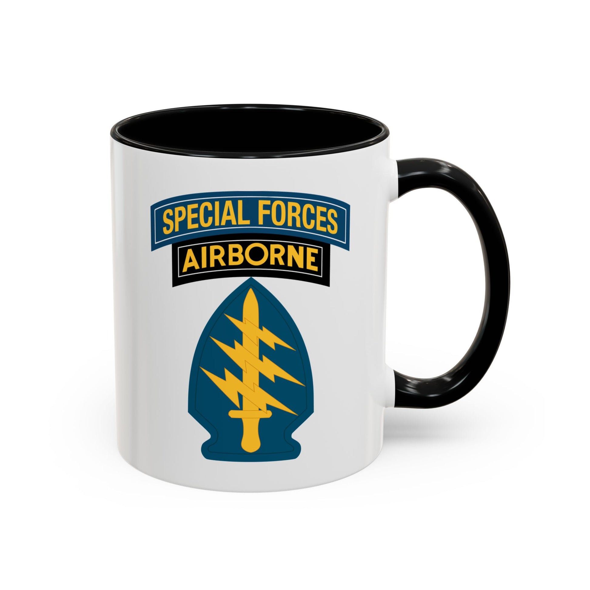 Special Forces Airborne Coffee Mug - Double Sided Print, Black Accent White Ceramic, 11oz by TheGlassyLass.com