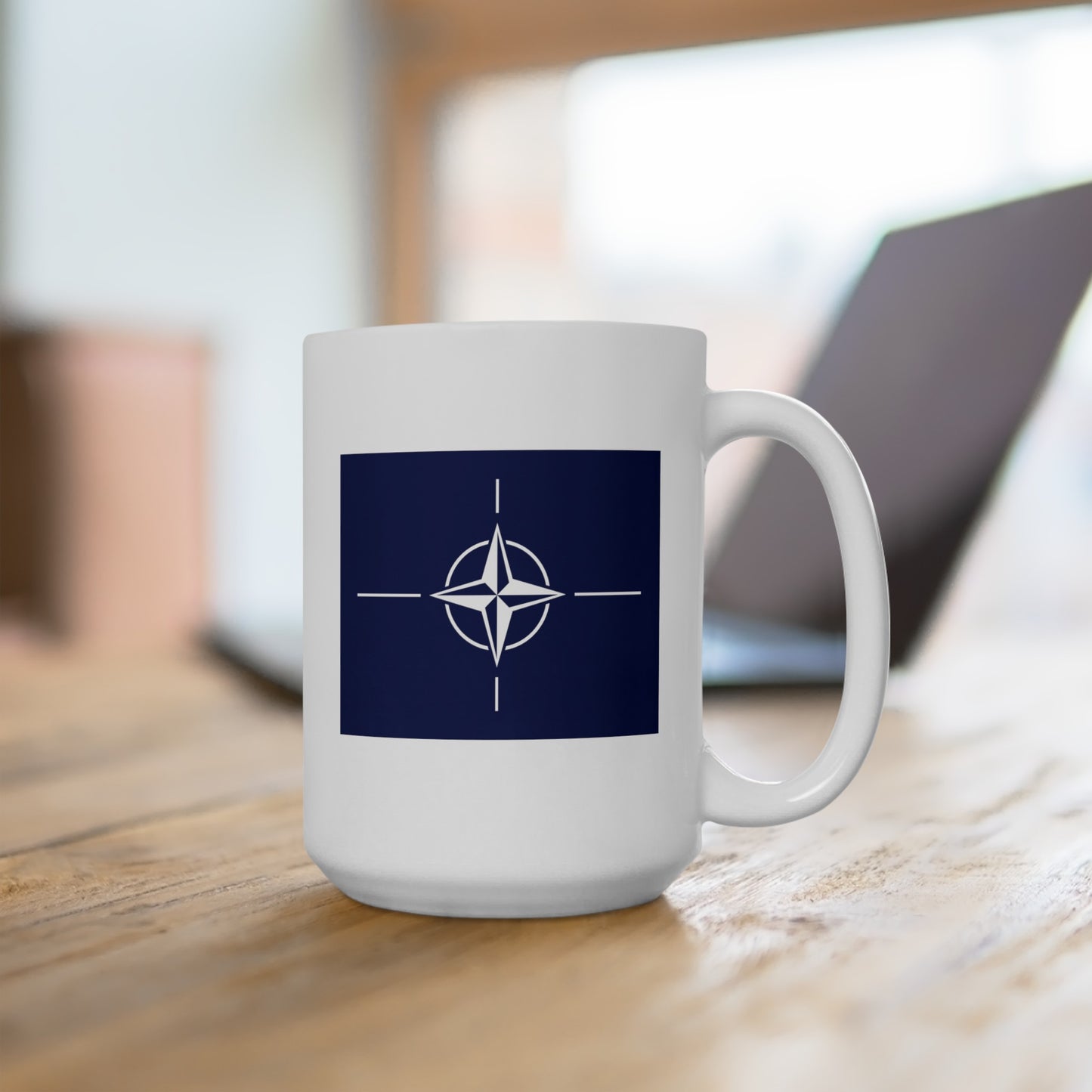 NATO Coffee Mug - Double Sided White Ceramic 15oz by TheGlassyLass.com