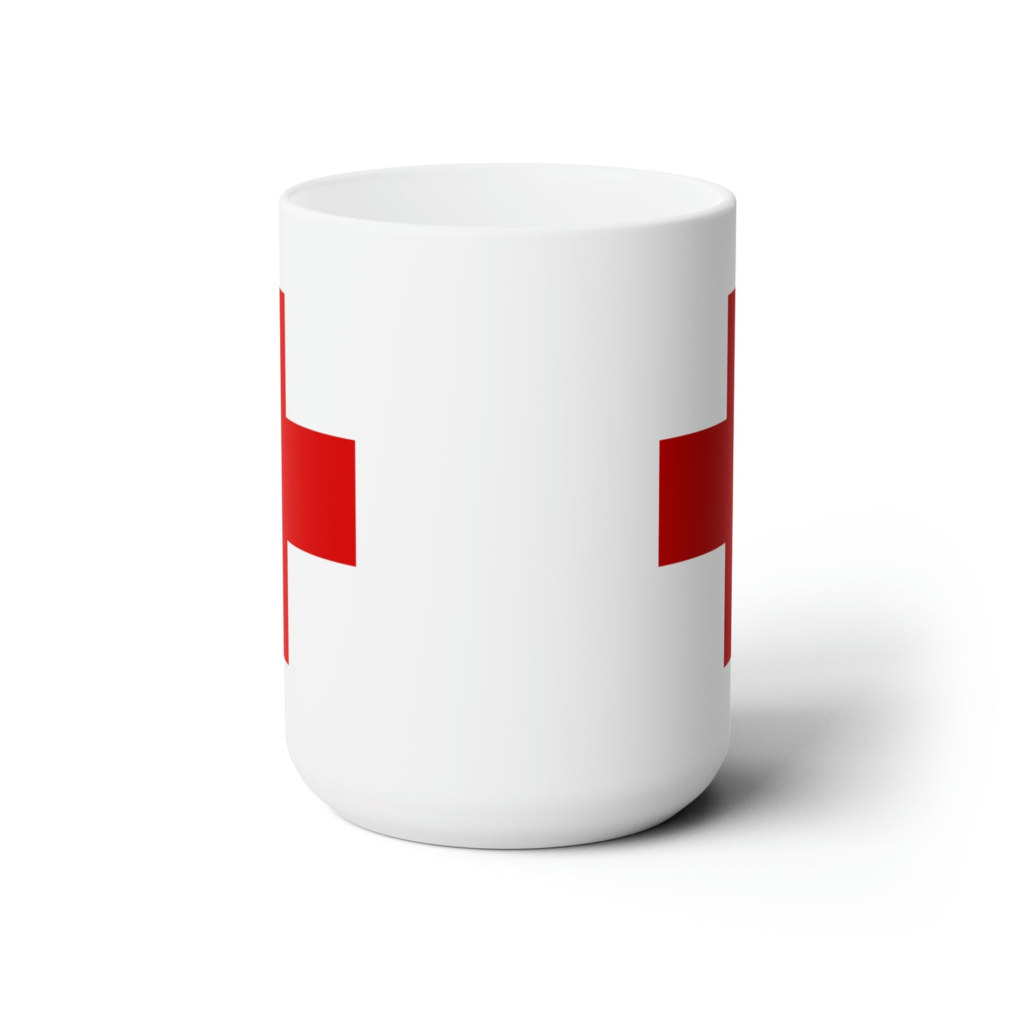 Red Cross Coffee Mug - Double Sided White Ceramic 15oz by TheGlassyLass