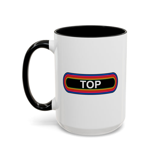 Rainbow TOP Pronouns Coffee Mug - Double Sided Black Accent Ceramic 15oz - by TheGlassyLass.com