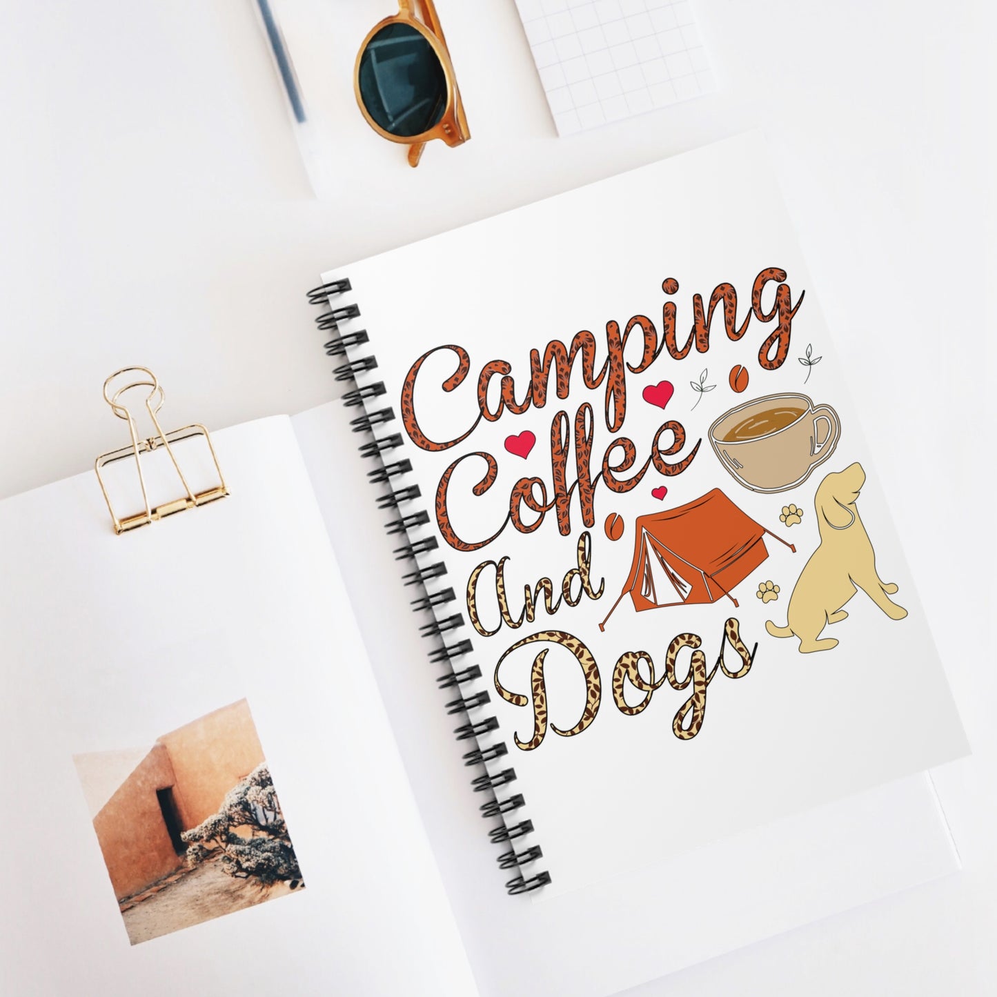 Camping Coffee and Dogs: Spiral Notebook - Log Books - Journals - Diaries - and More Custom Printed by TheGlassyLass