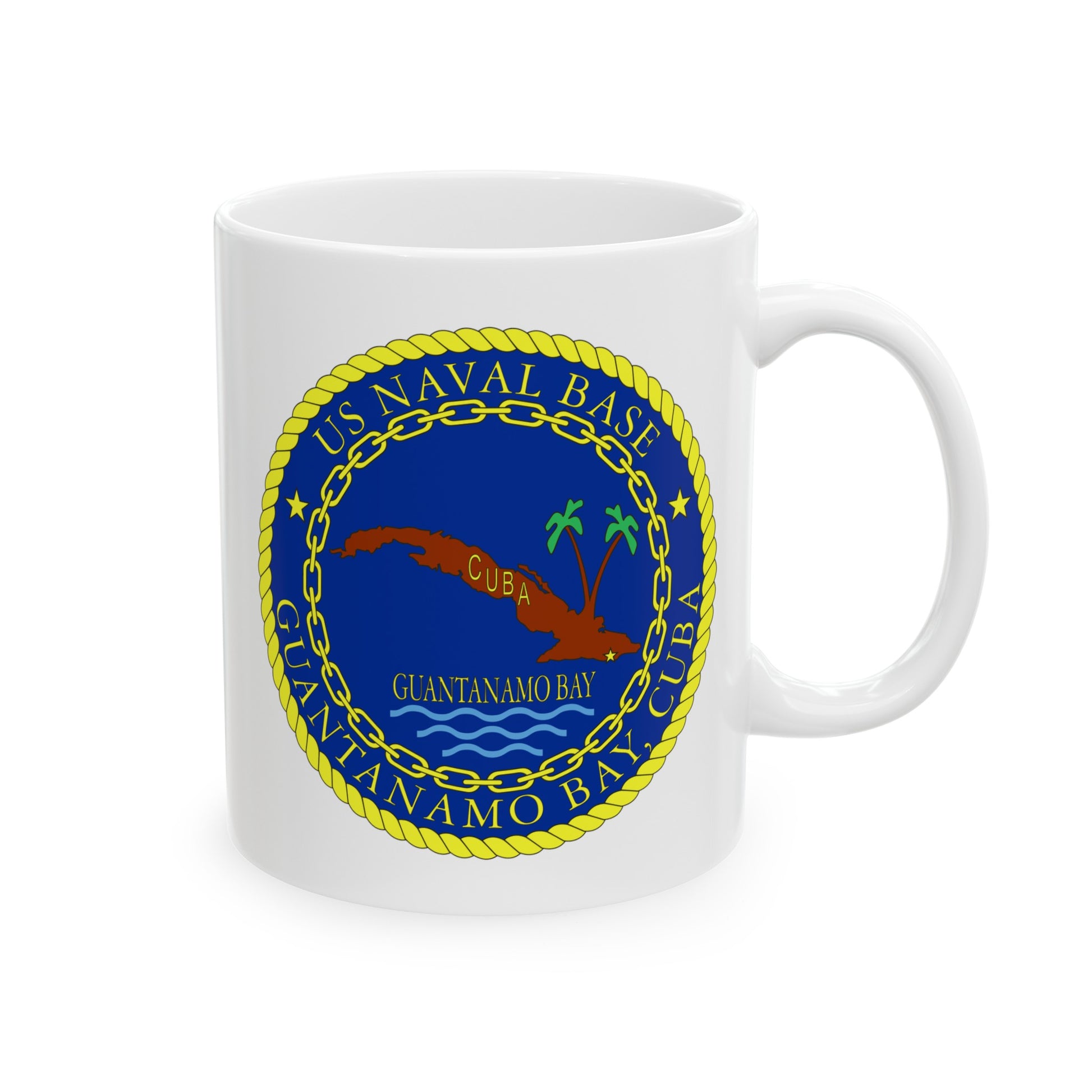 US Naval Base Guantanamo Bay Cuba Coffee Mug - Double Sided White Ceramic 11oz - by TheGlassyLass.com