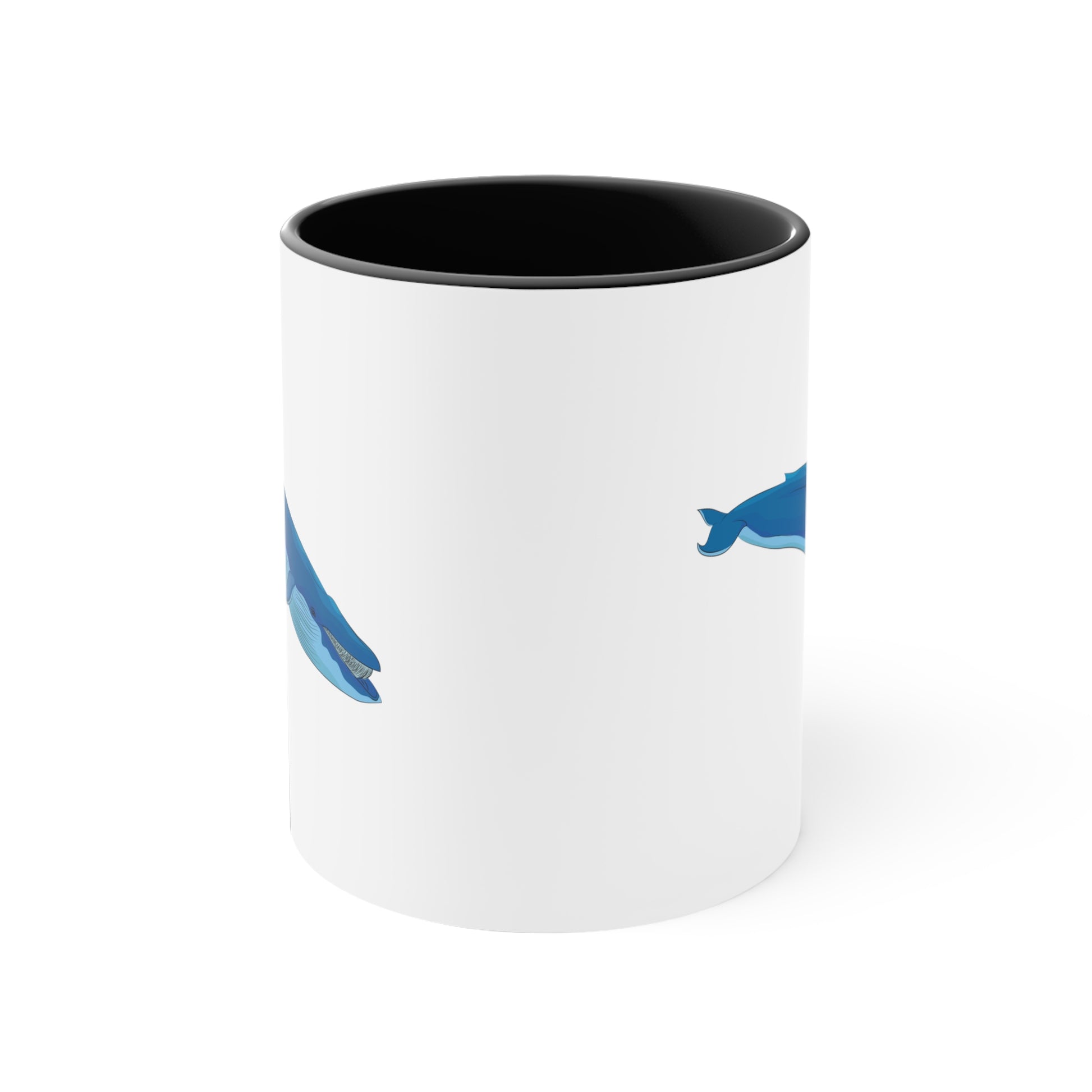Blue Whale Coffee Mug - Double Sided Black Accent White Ceramic 11oz by TheGlassyLass.com