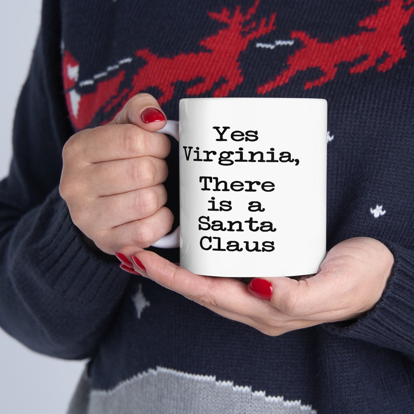 Yes Virginia Coffee Mug - Double Sided White Ceramic 11oz by TheGlassyLass.com