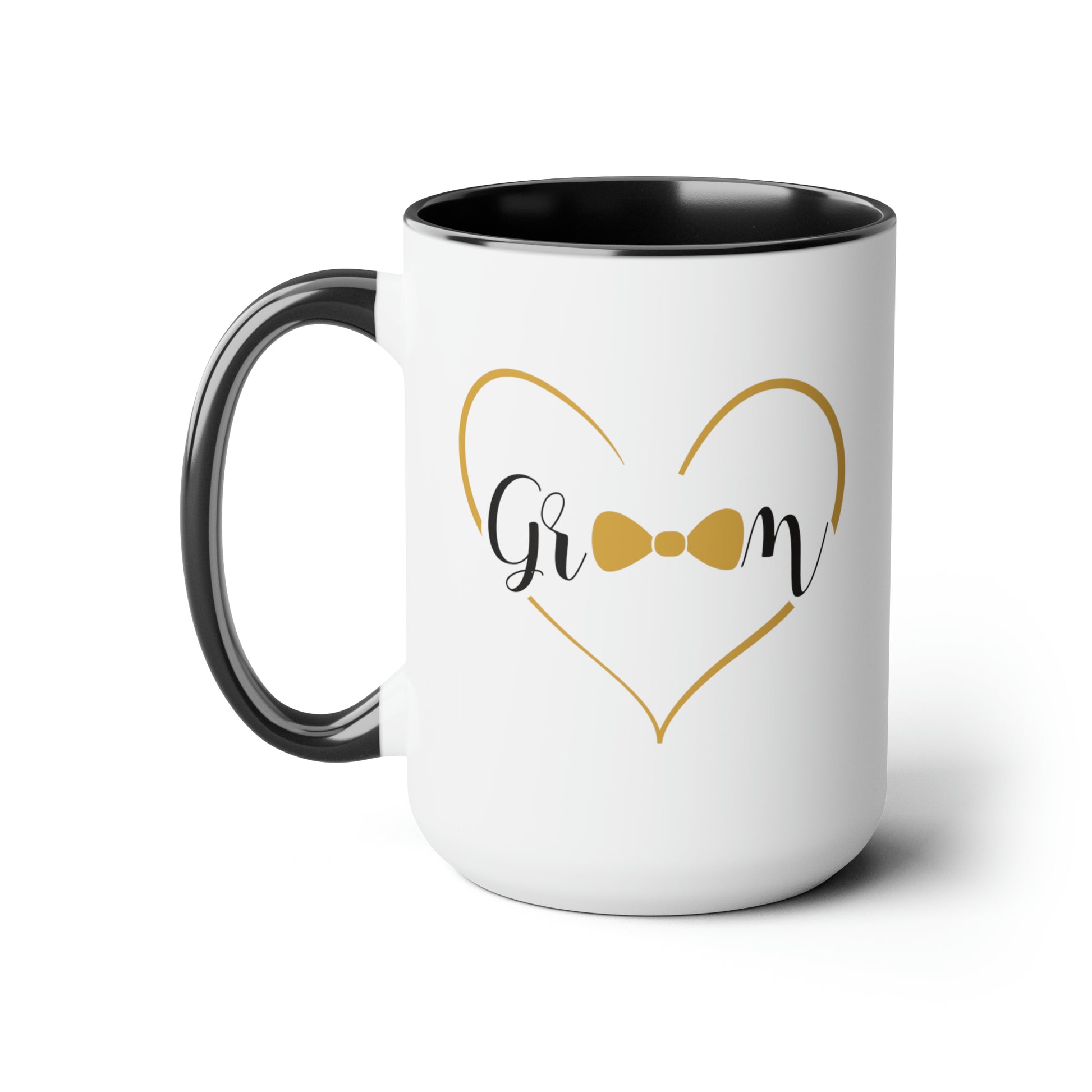 Groom Coffee Mug - Double Sided Black Accent Ceramic 15oz by TheGlassyLass.com