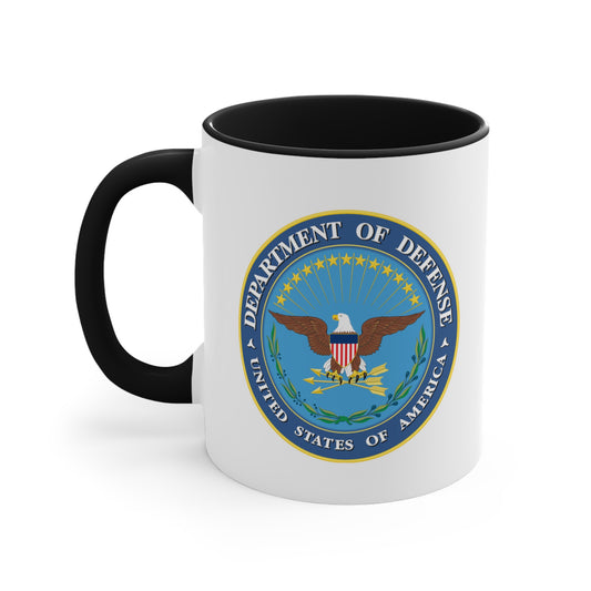 Department of Defense Coffee Mug - Double Sided Black Accent White Ceramic 11oz by TheGlassyLass.com