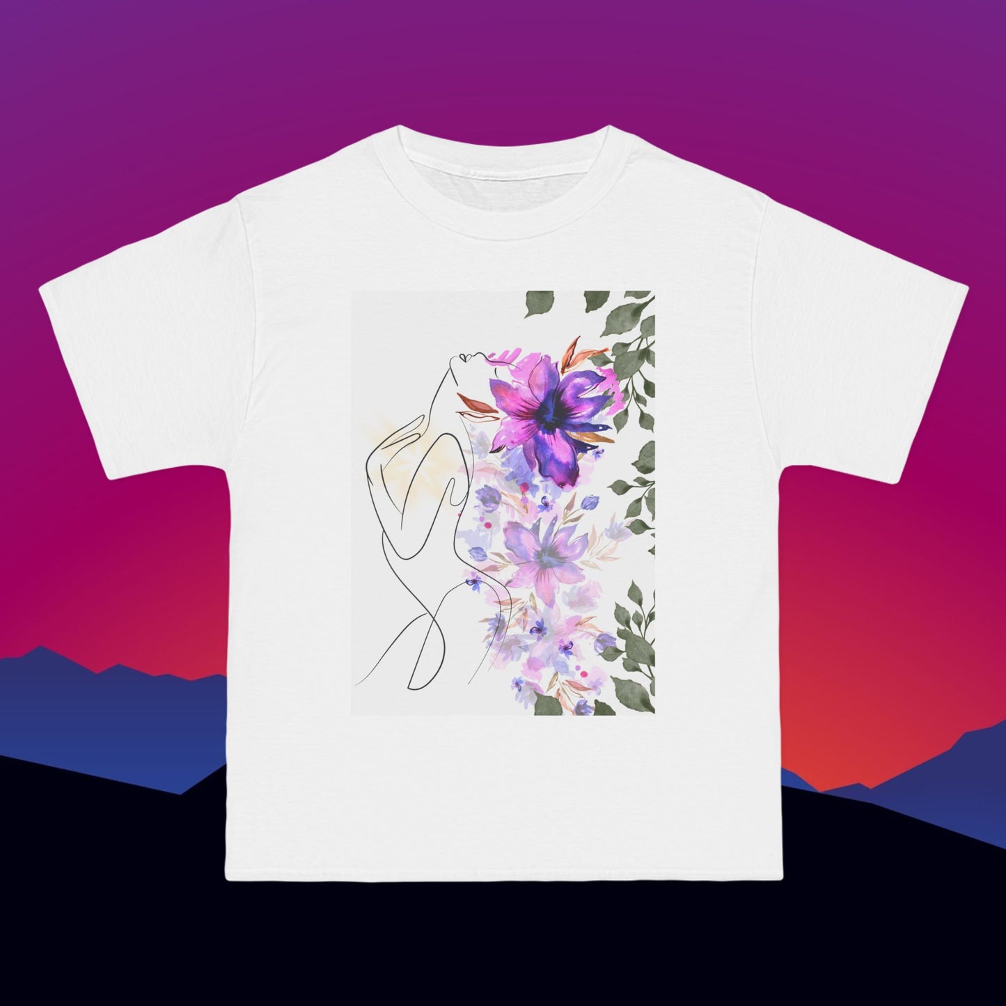 Floral Essence T-Shirt: (Hanes Beefy-T 100% Preshrunk Cotton Custom Printed by TheGlassyLass.com