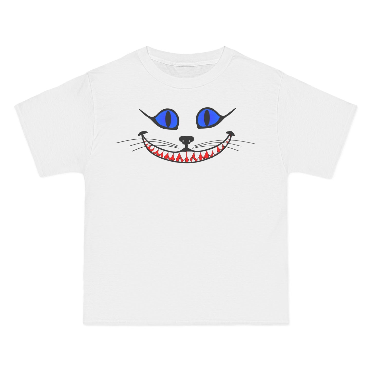 Cheshire Cat Grin T-Shirt: (Hanes Beefy-T 100% Preshrunk Cotton Custom Printed by TheGlassyLass.com