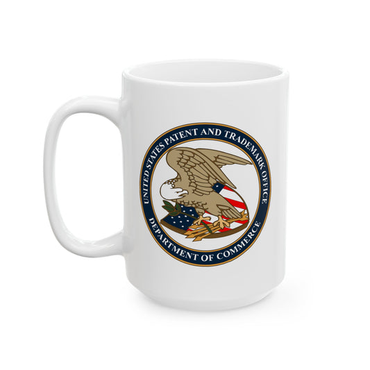 United States Patent and Trademark Office Coffee Mug - Double Sided Print, White Ceramic, 15oz by TheGlassyLass.com