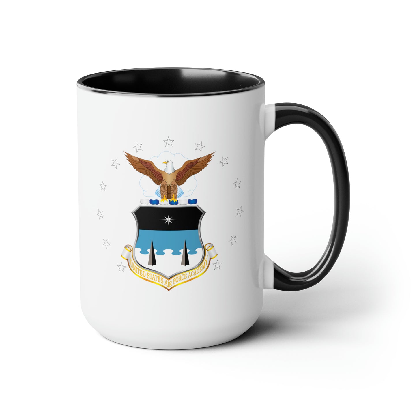 US Air Force Academy Coffee Mug - Double Sided Black Accent White Ceramic 15oz by TheGlassyLass.com