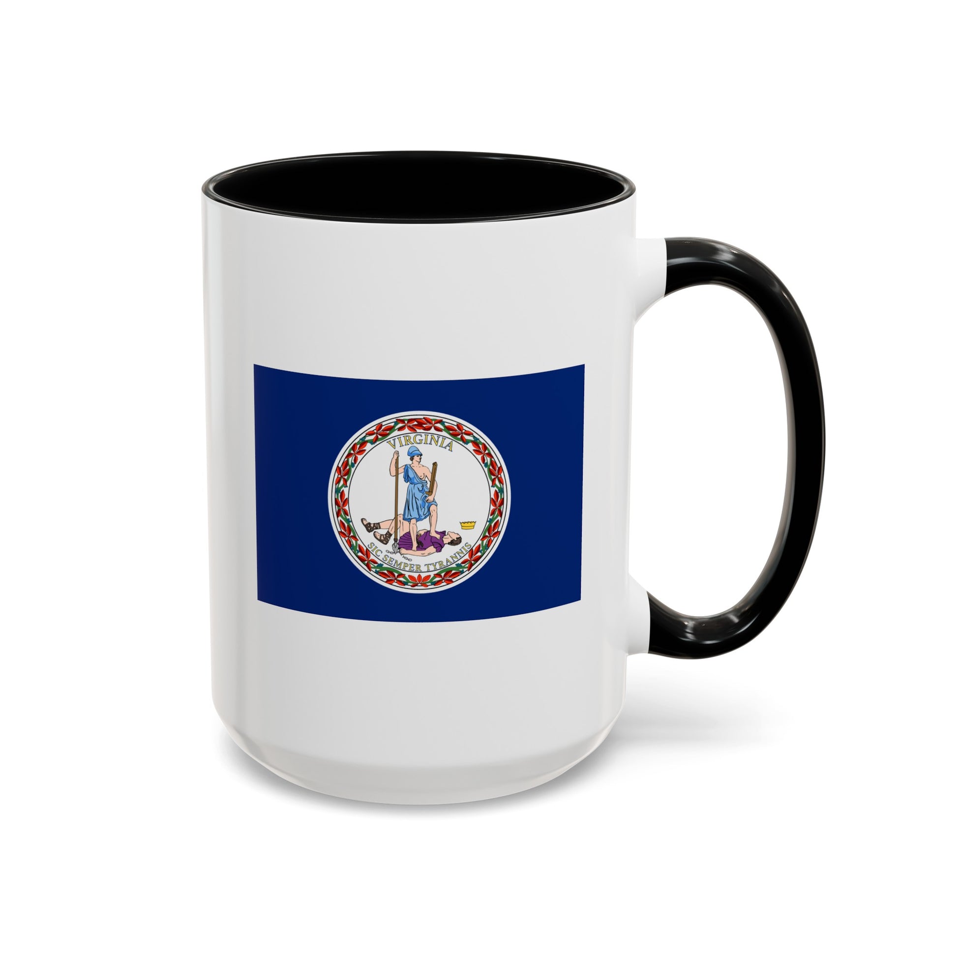 Commonwealth of Virginia State Flag - Double Sided Black Accent White Ceramic Coffee Mug 15oz by TheGlassyLass.com