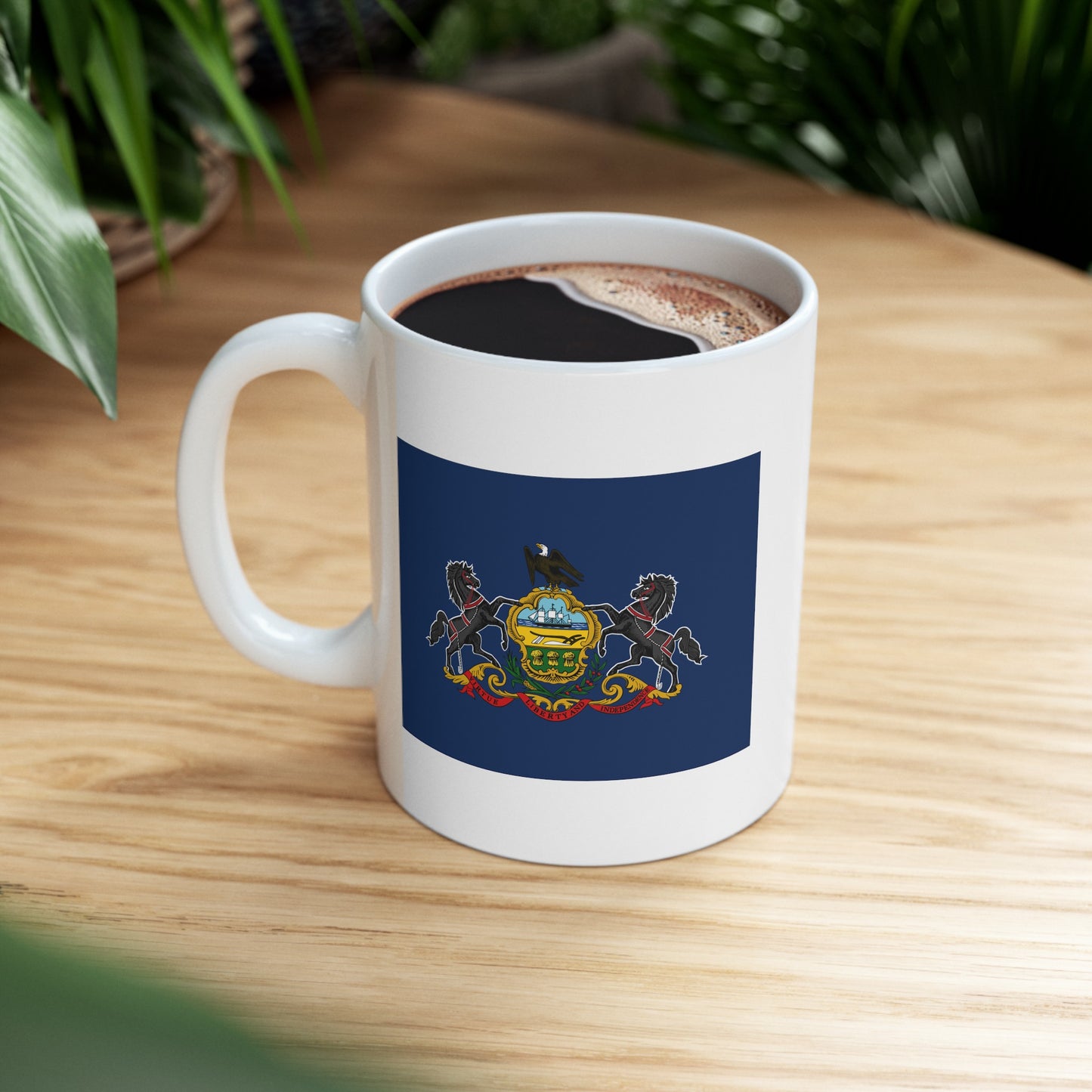 Commonwealth of Pennsylvania State Flag - Double Sided White Ceramic Coffee Mug 11oz by TheGlassyLass.com