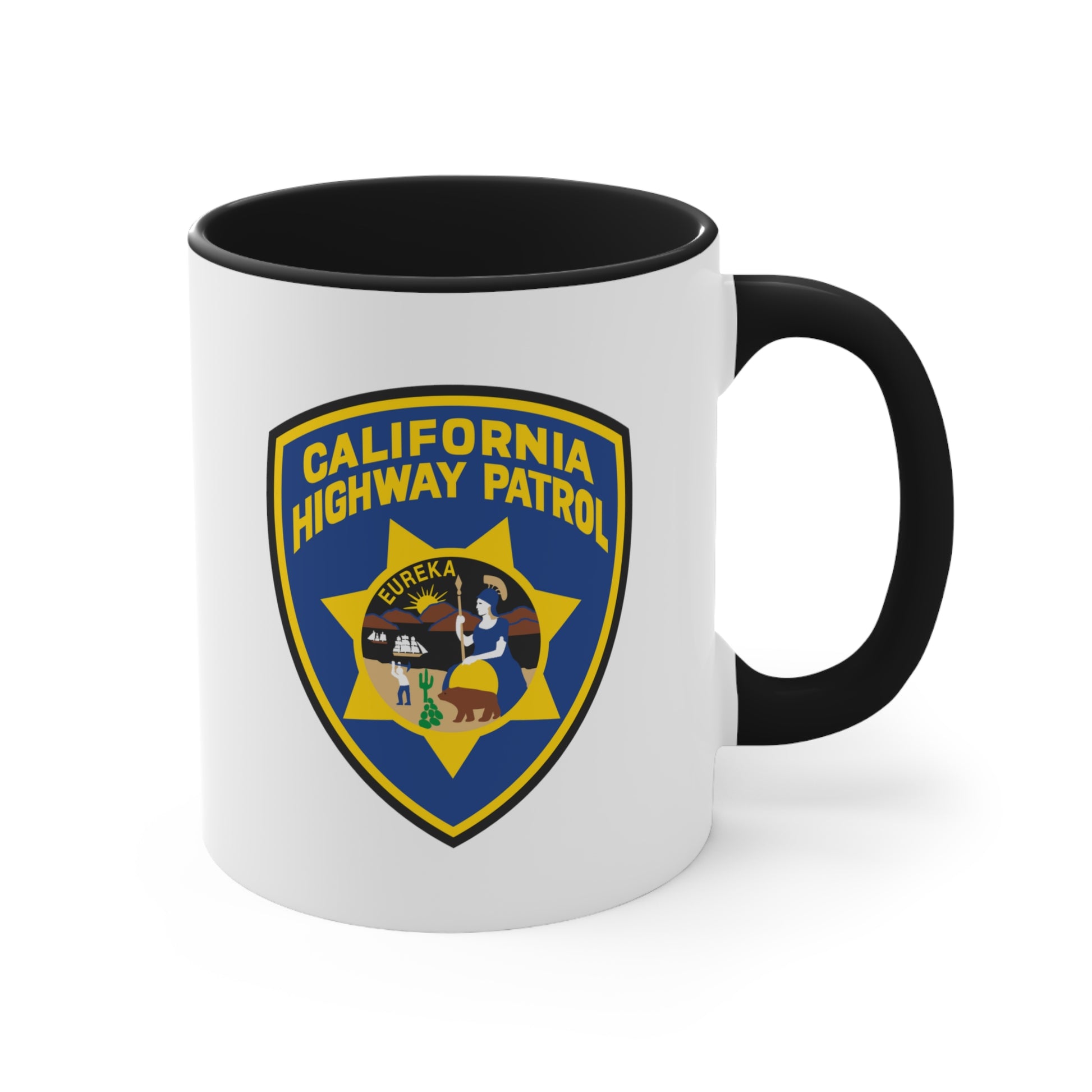 California Highway Patrol Coffee Mug - Double Sided Black Accent White Ceramic 11oz by TheGlassyLass