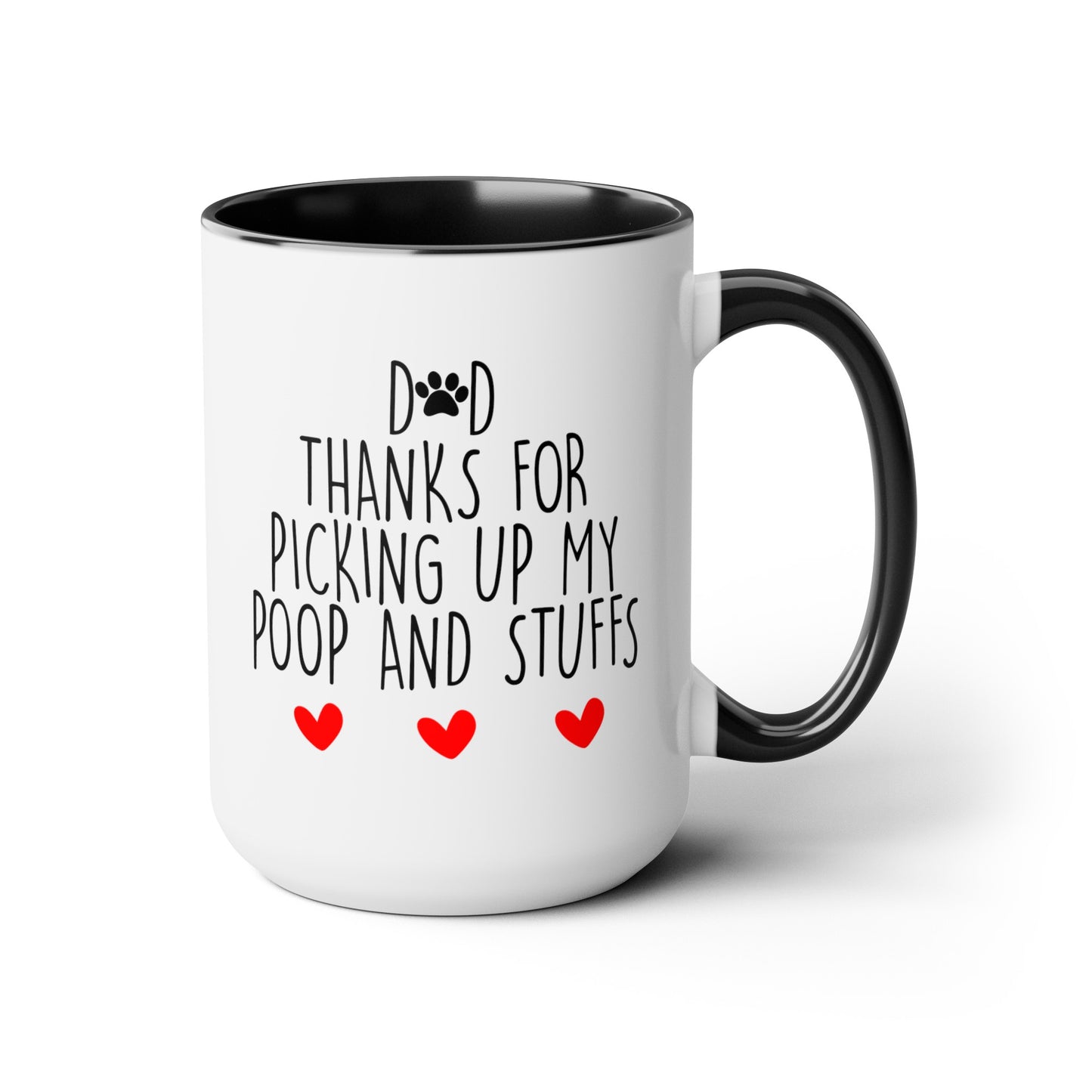 Dog Poop Coffee Mug - Double Sided Black Accent White Ceramic 15oz by TheGlassyLass.com