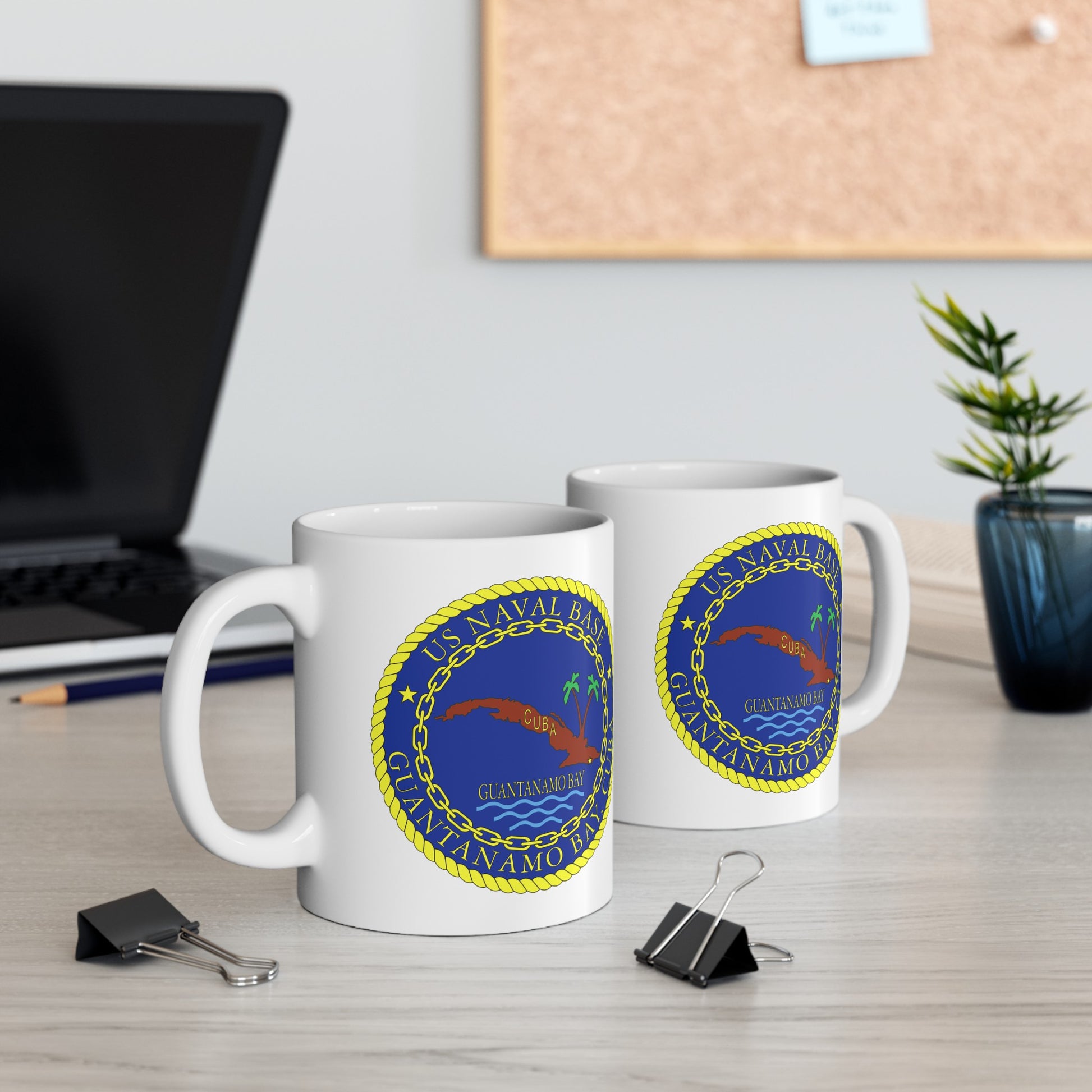 US Naval Base Guantanamo Bay Cuba Coffee Mug - Double Sided White Ceramic 11oz - by TheGlassyLass.com