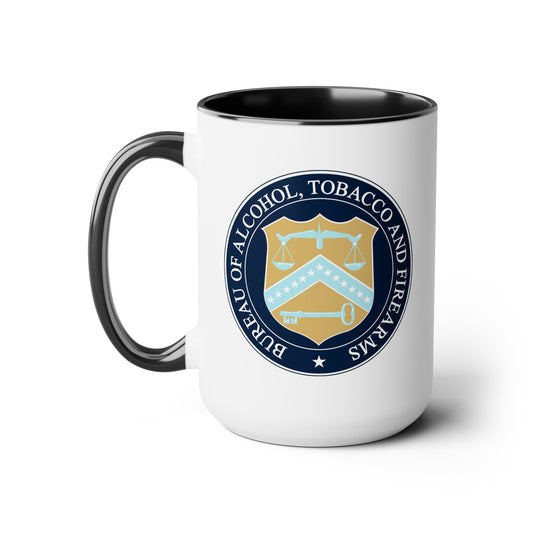 US ATF Seal Coffee Mugs - Double Sided Black Accent White Ceramic 15oz by TheGlassyLass