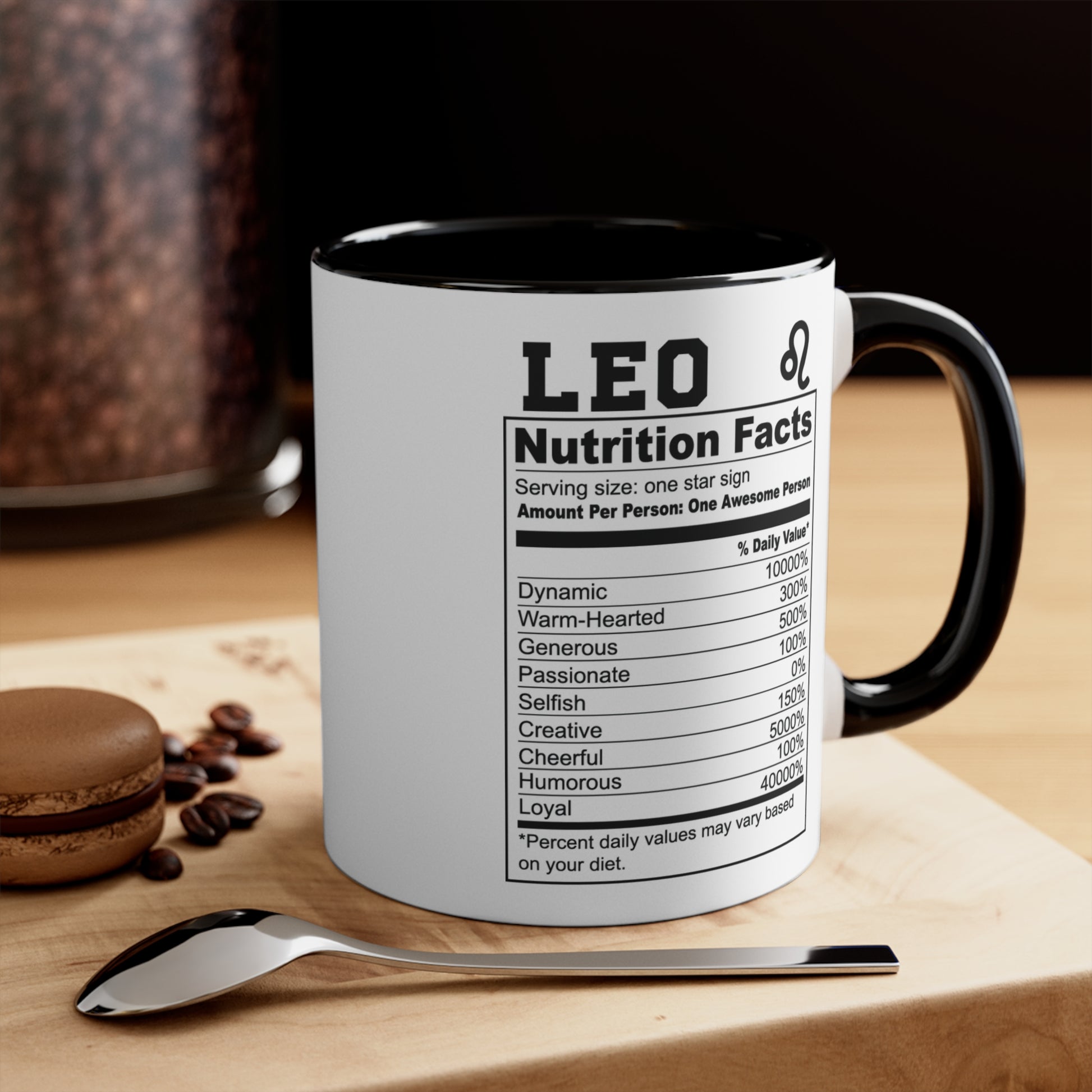 Leo Tarot Card Coffee Mug - Double Sided Black Accent Ceramic 11oz by TheGlassyLass.com