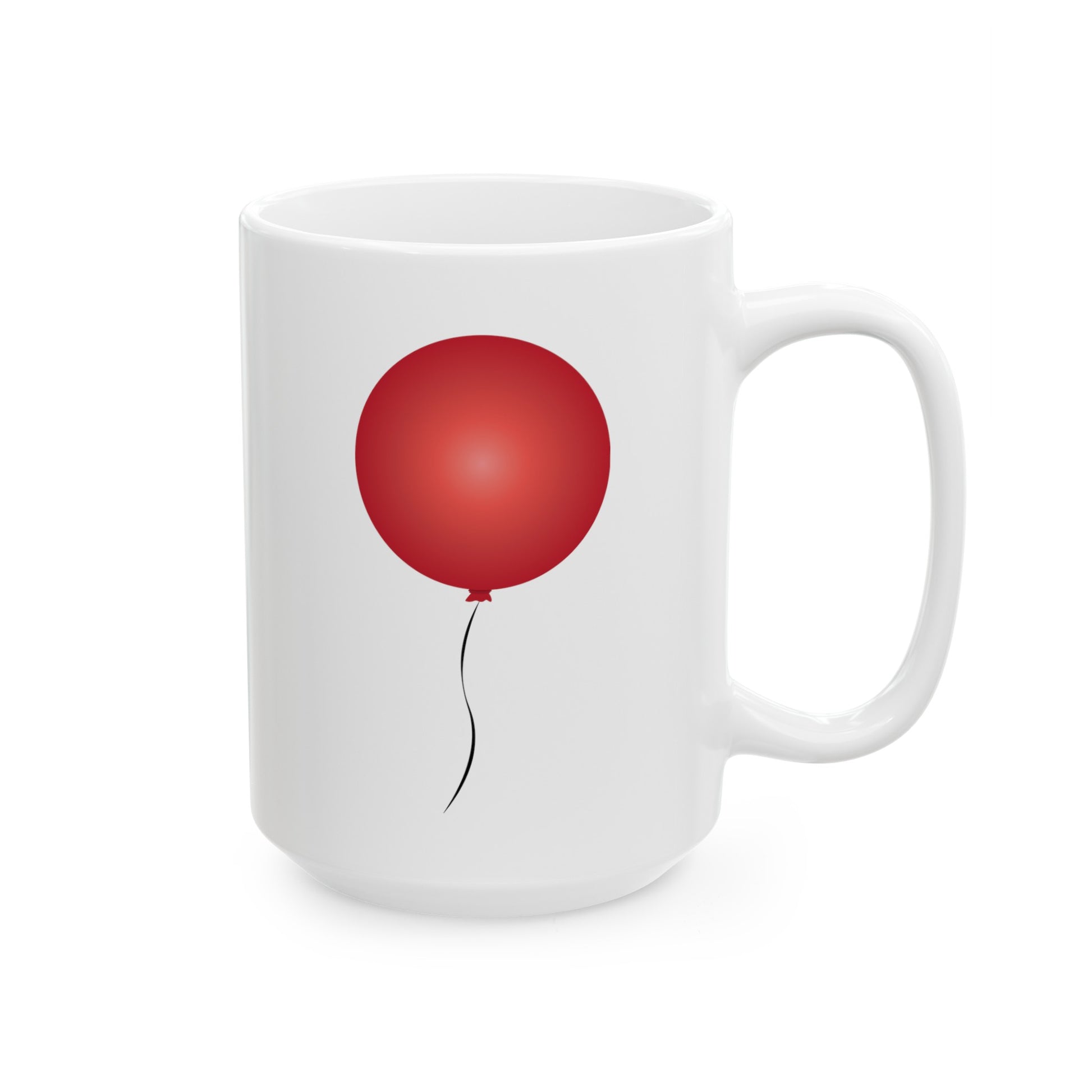 Red Balloon Coffee Mug - Double Sided White Ceramic 15oz by TheGlassyLass.com