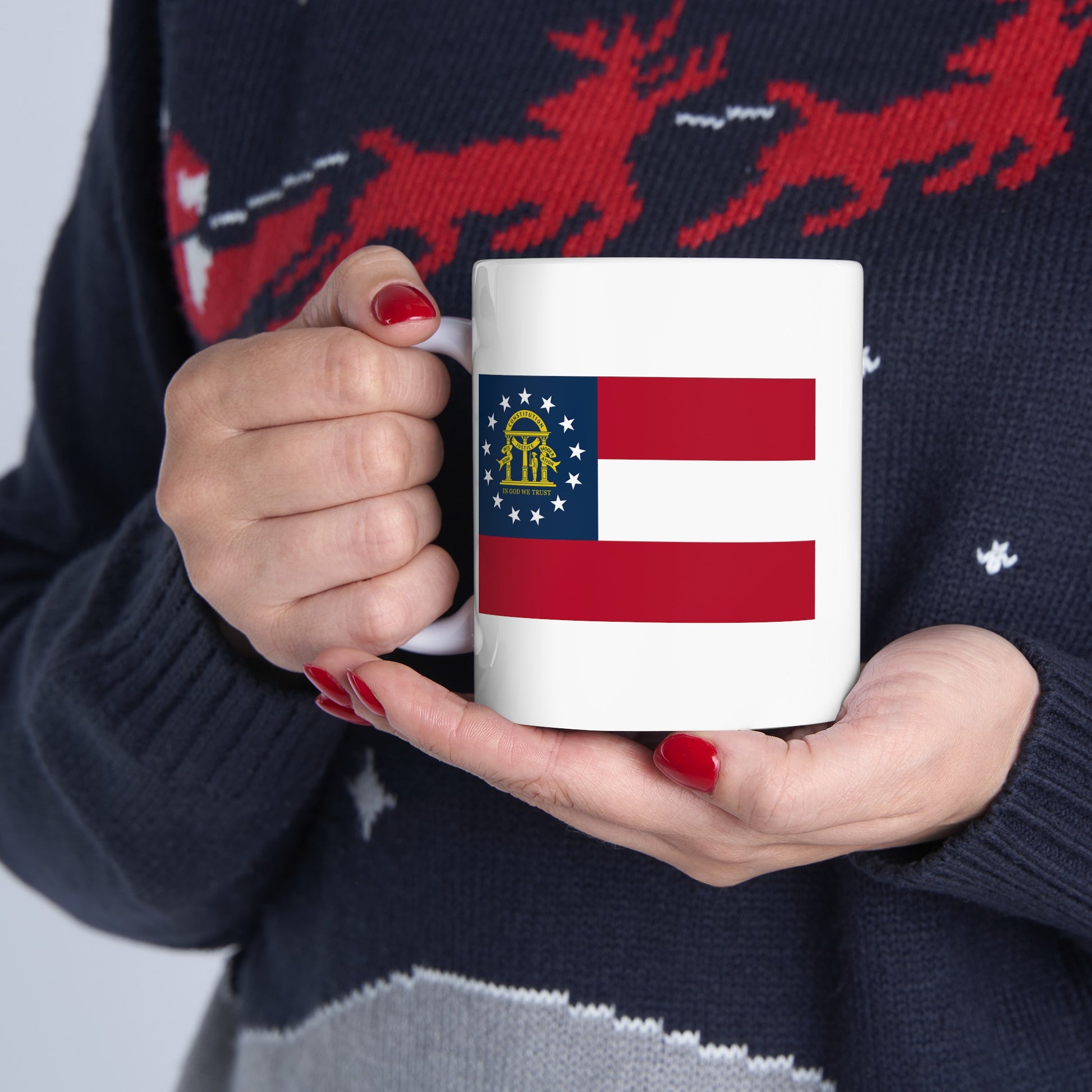 Georgia State Flag - Double Sided White Ceramic Coffee Mug 11oz by TheGlassyLass.com