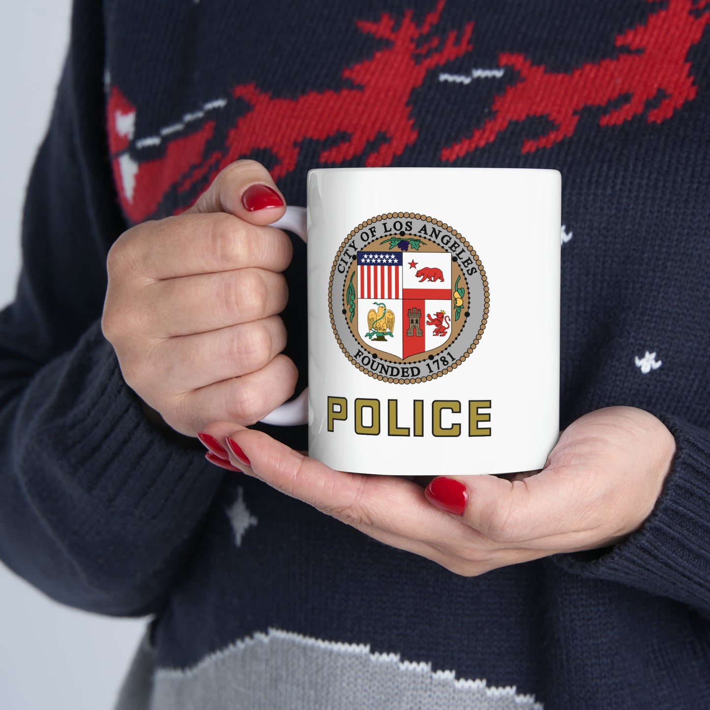 LAPD Coffee Mug - Double Sided White Ceramic 11oz by TheGlassyLass.com