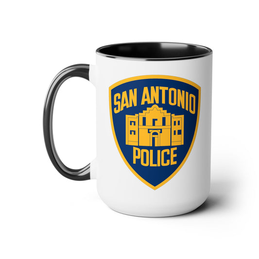 San Antonio Police Coffee Mug - Double Sided Black Accent White Ceramic 15oz by TheGlassyLass.com