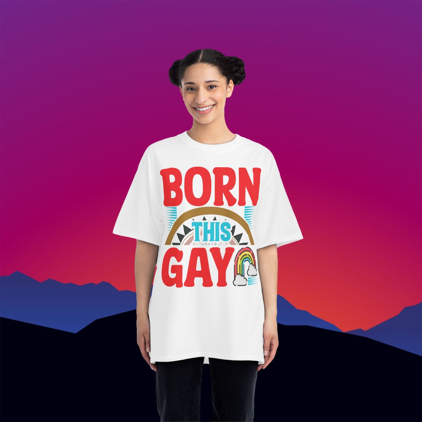 Born This Gay T-Shirt: (Hanes Beefy-T 100% Preshrunk Cotton) Custom Printed by TheGlassyLass.com