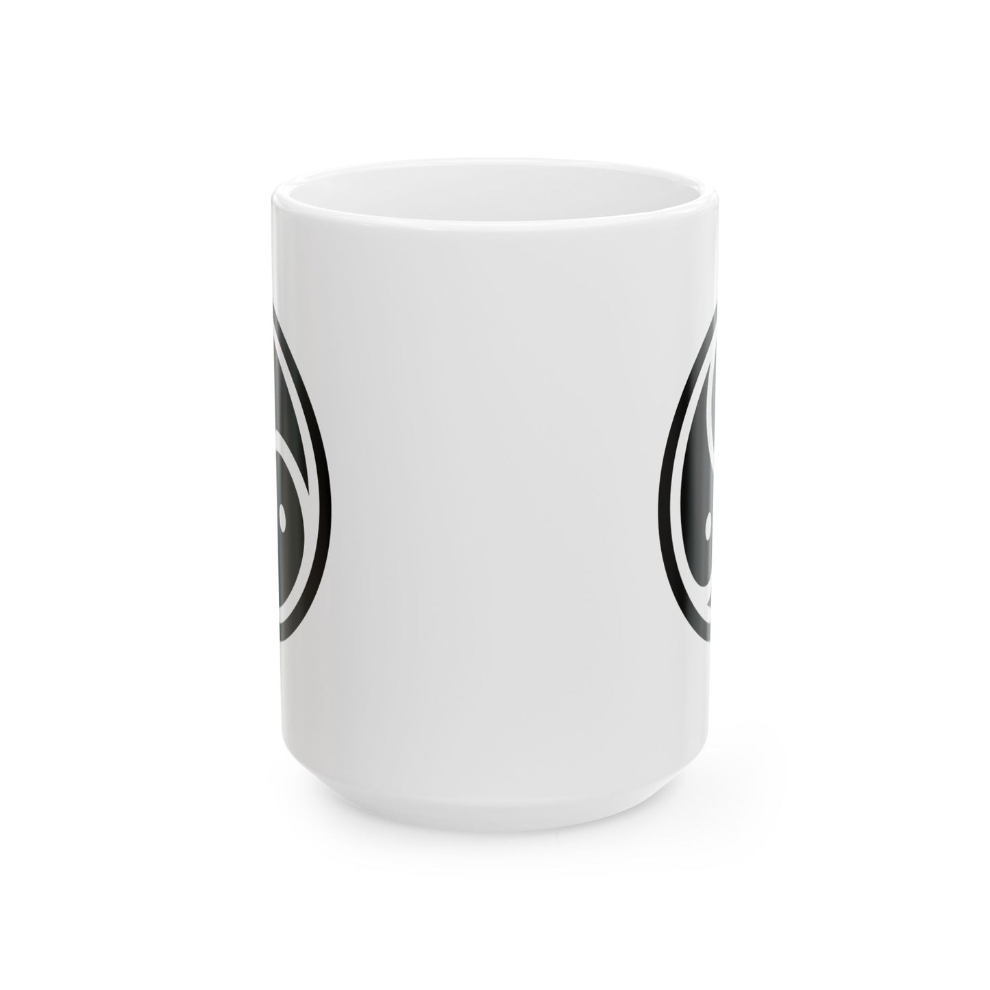 Tri Yin Yang Symbol Coffee Mug - Double Sided Print, White Ceramic, 15oz by TheGlassyLass.com