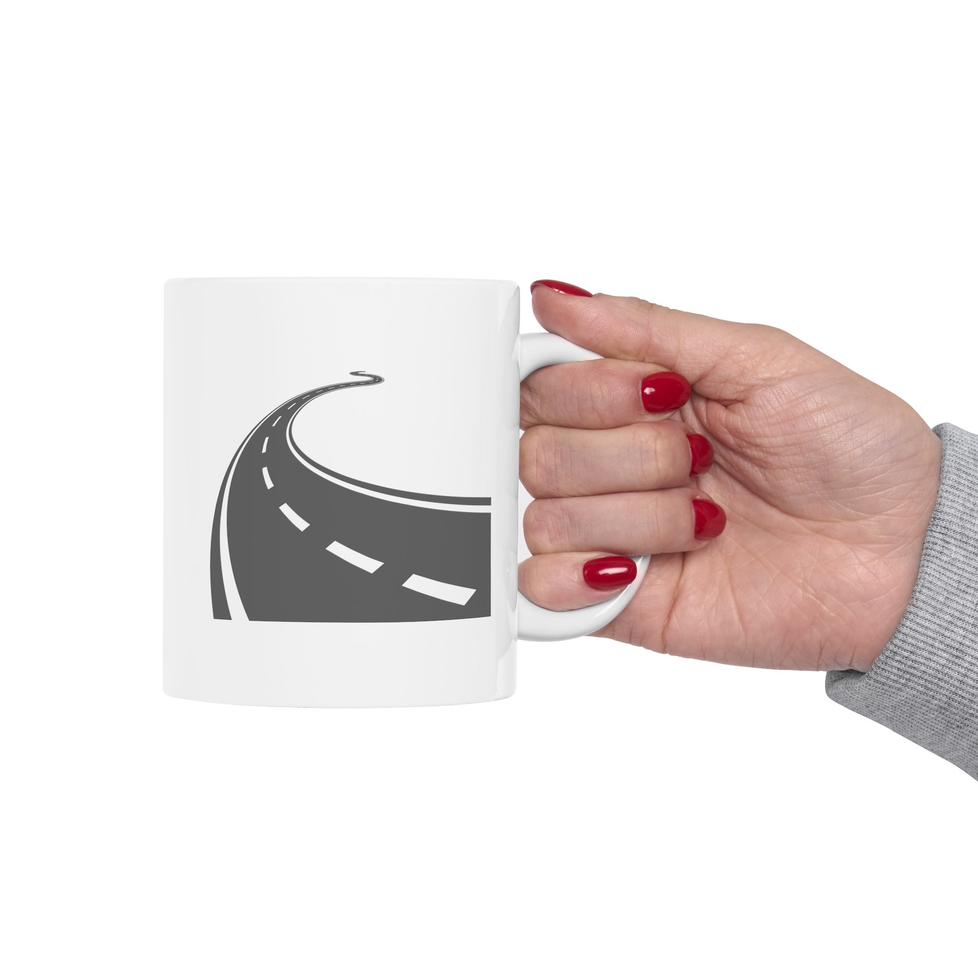 Long and Winding Road Coffee Mug - Double Sided White Ceramic 11oz by TheGlassyLass.com