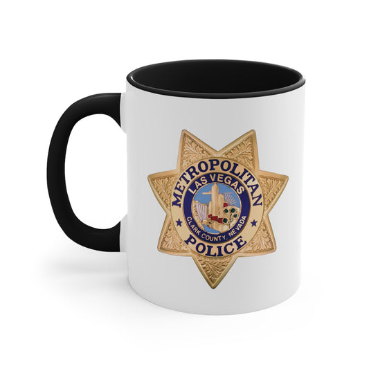 Las Vegas Metro Police Coffee Mug - Double Sided Black Accent White Ceramic 11oz by TheGlassyLass