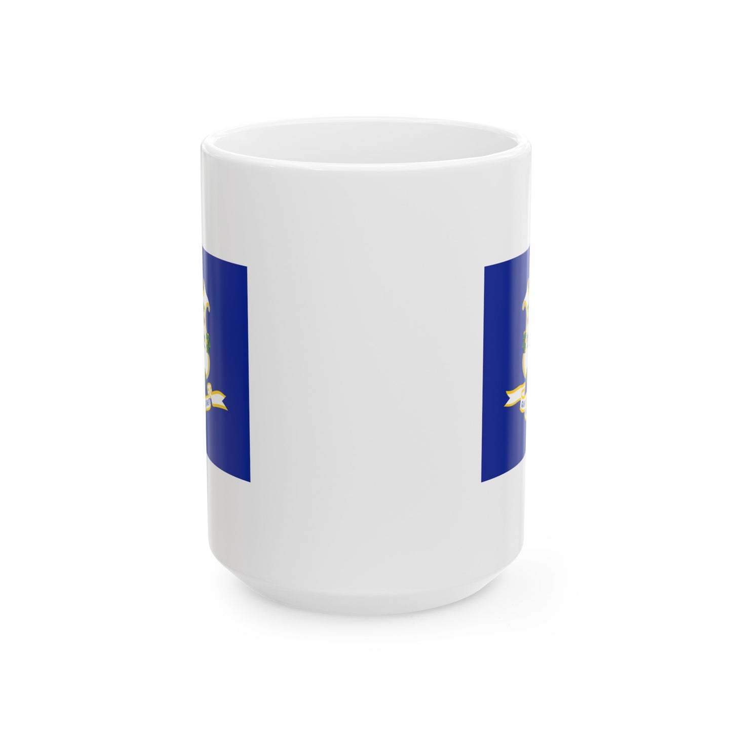 Connecticut State Flag - Double Sided White Ceramic Coffee Mug 15oz by TheGlassyLass.com