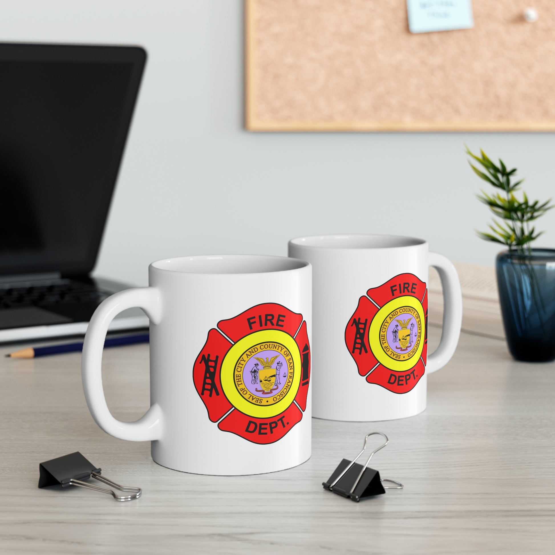 San Francisco Fire Department Coffee Mug - Double Sided White Ceramic 11oz by TheGlassyLass.com