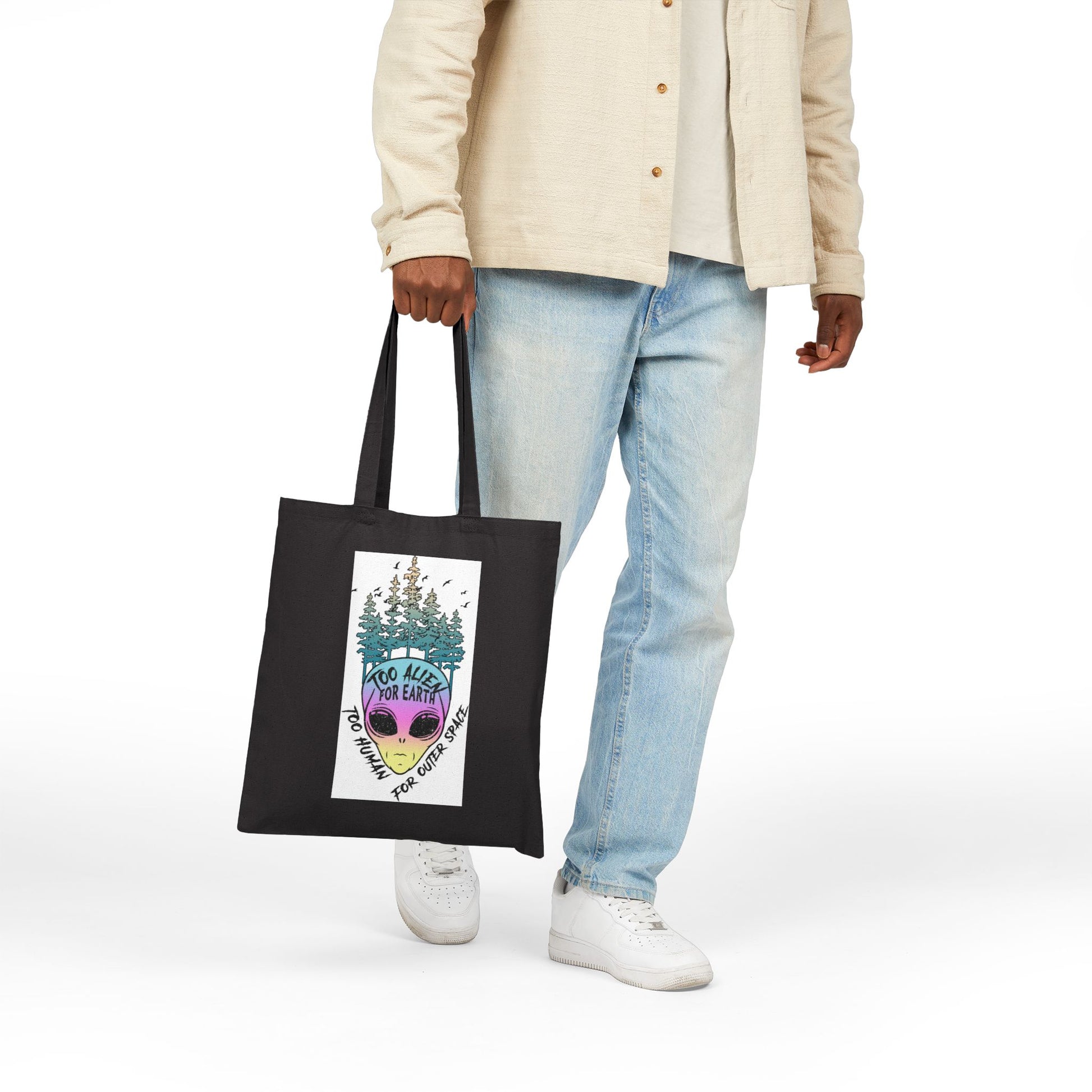 Too Alien for Earth Logo Tote Bag - Heavyweight 100% Cotton Canvas by TheGlassyLass.com