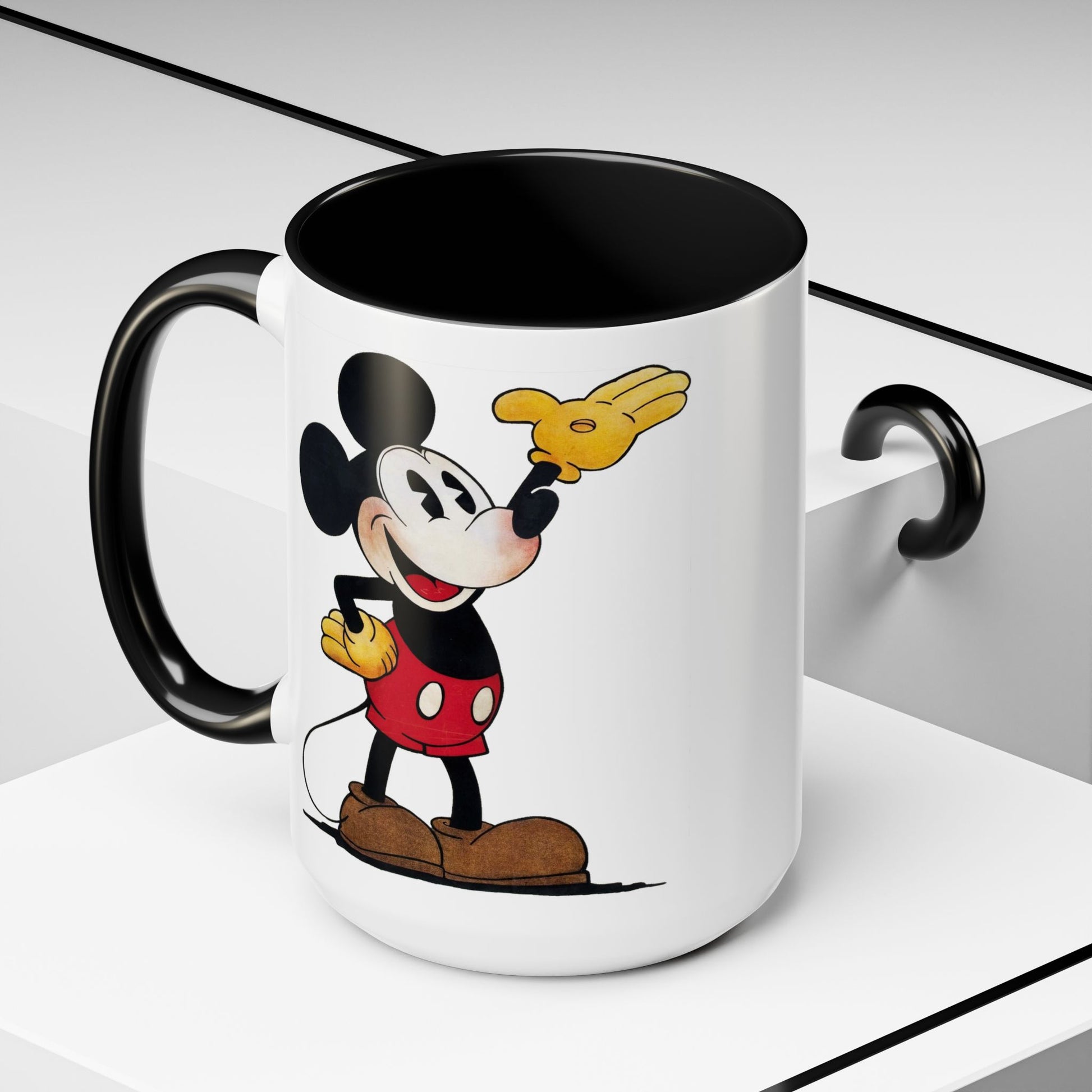 Original Mickey Mouse Coffee Mug - Double Sided Black Accent White Ceramic 15oz by TheGlassyLass.com