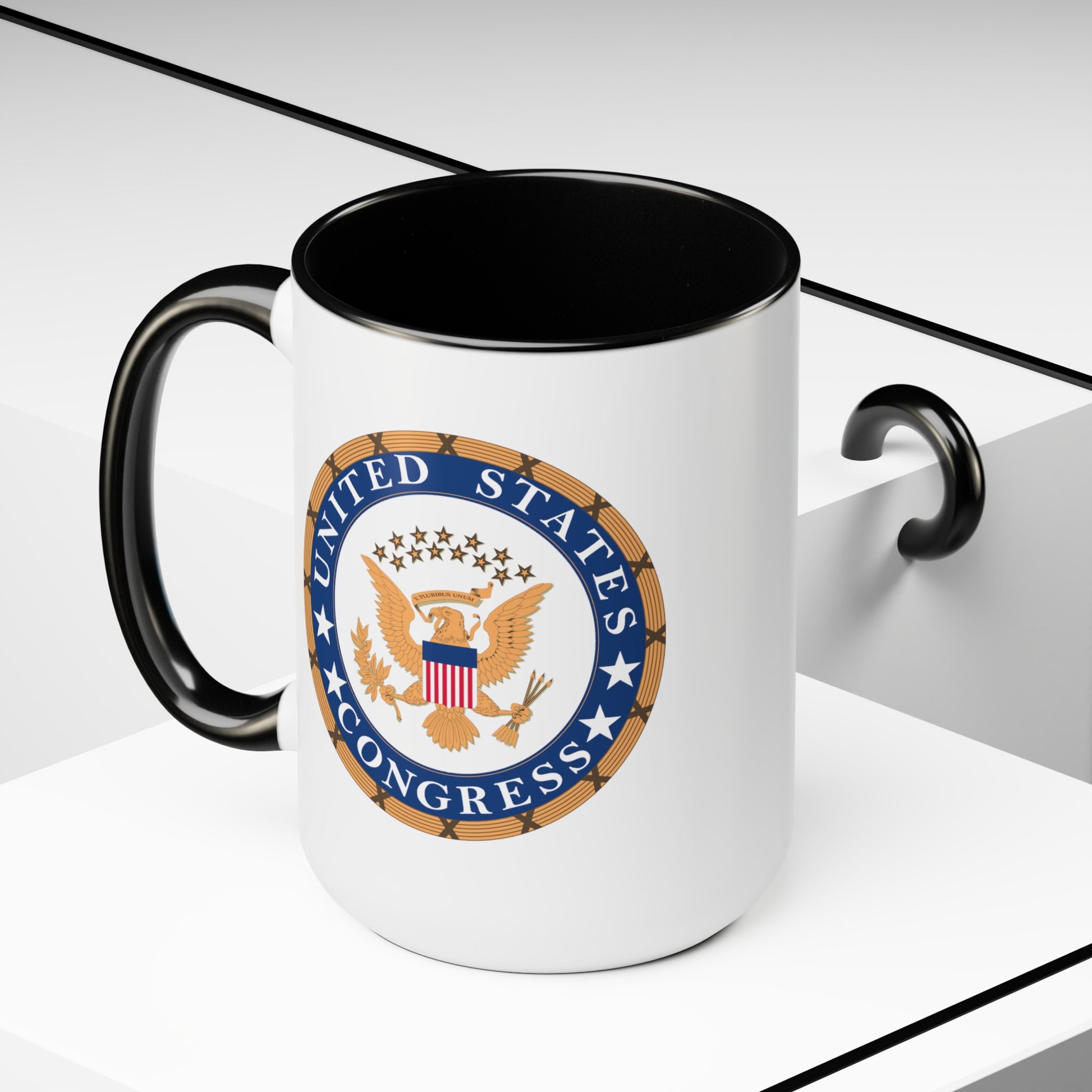 United States Congress Coffee Mug - Double Sided Black Accent White Ceramic 15oz by TheGlassyLass.com