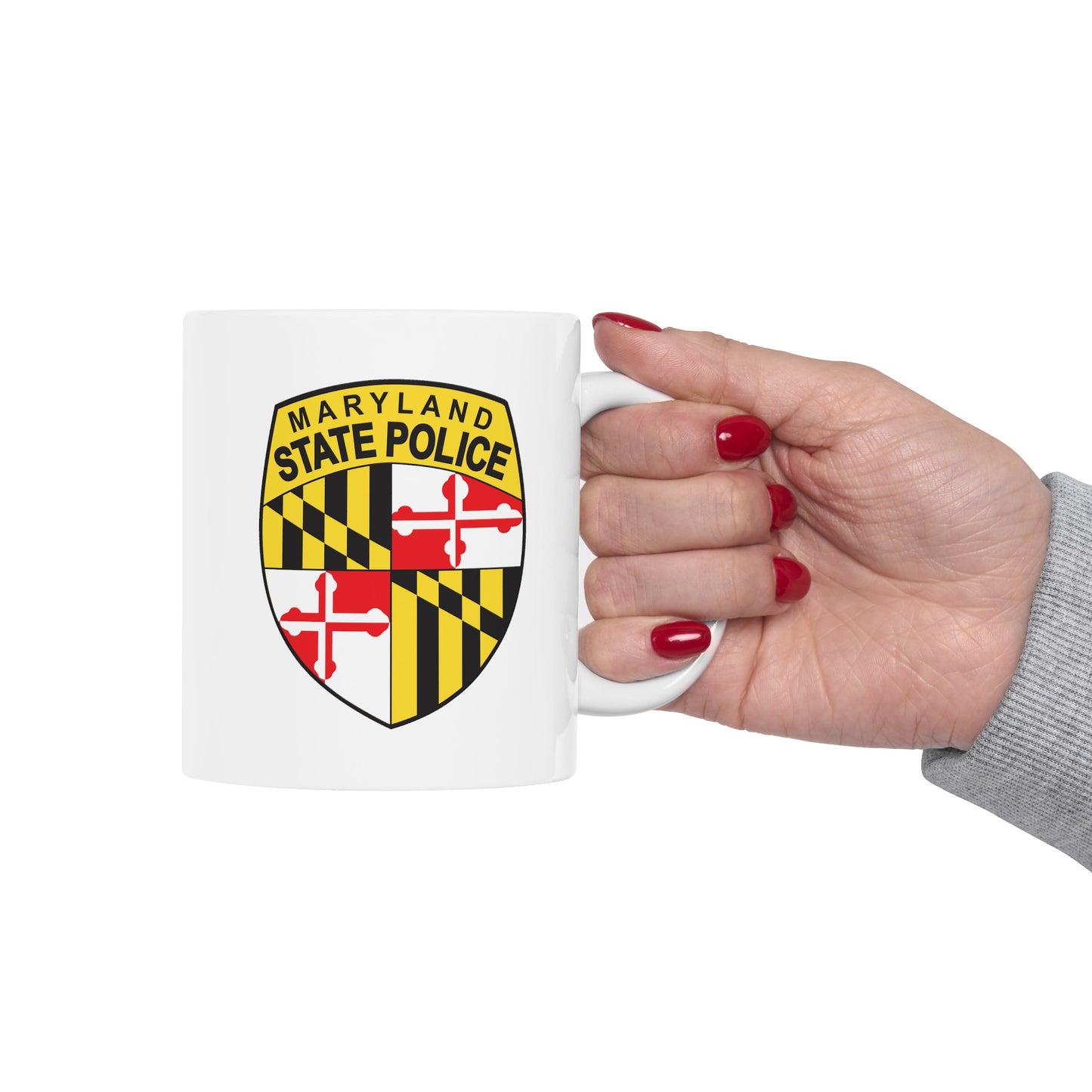 Maryland State Police Coffee Mug - Double Sided White Ceramic 11oz by TheGlassyLass.com